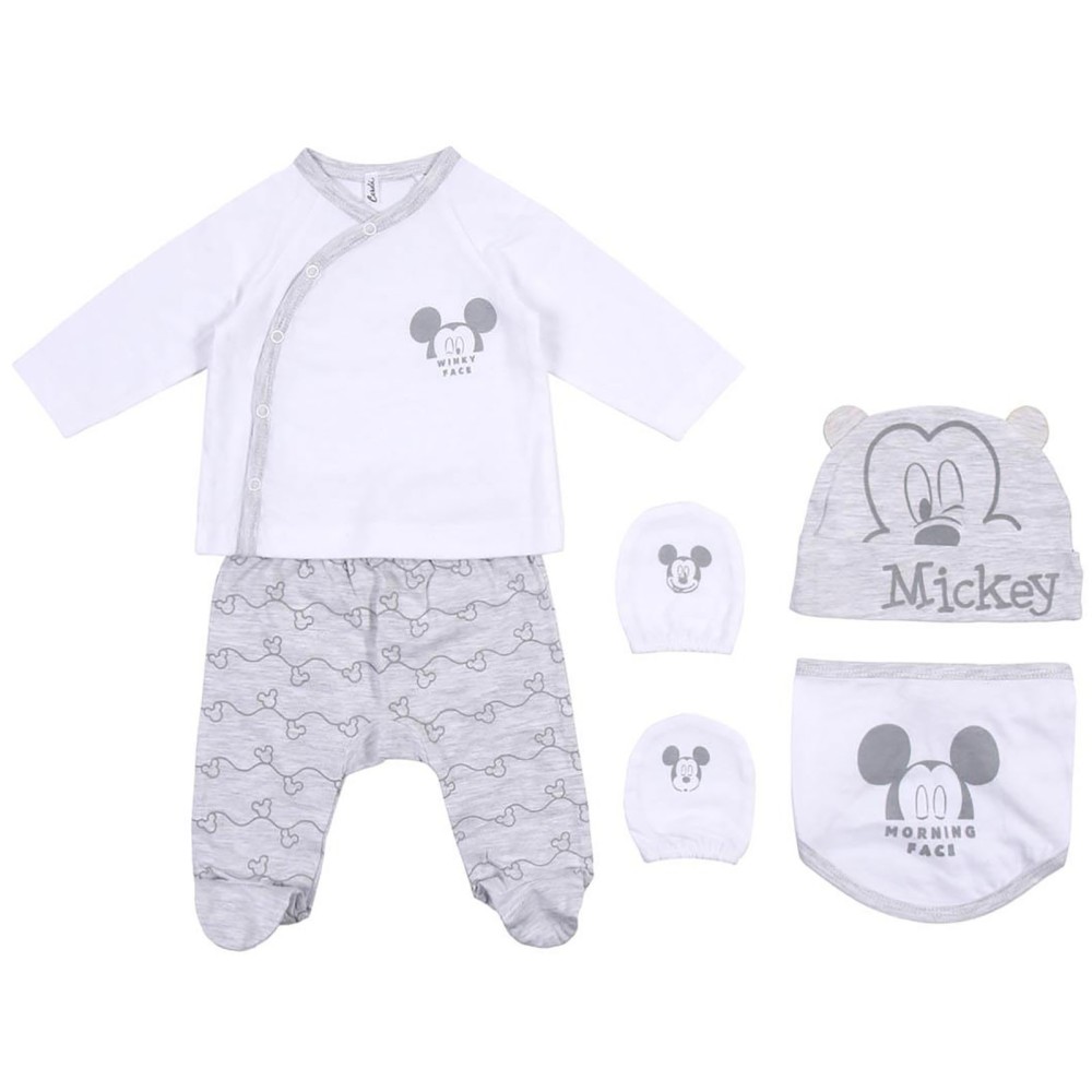 Disney Baby Topolino - Set 4 pezzi regalo neonato, maglia, pantalone, cappello, guantini e scaldacollo