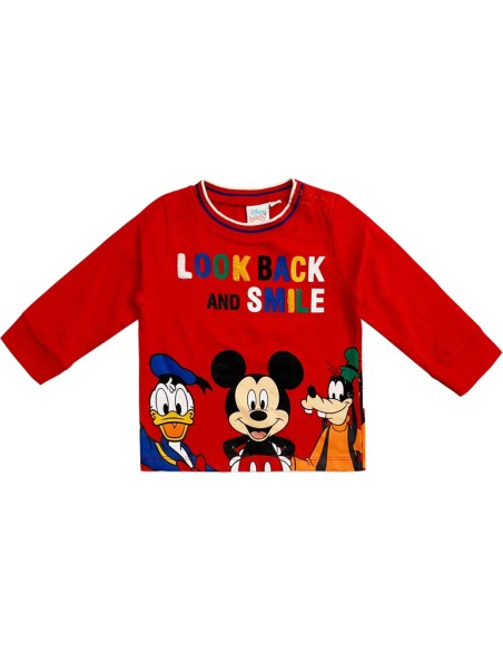 Disney Baby Topolino - Maglia manica lunga neonato, Cotone, Rosso