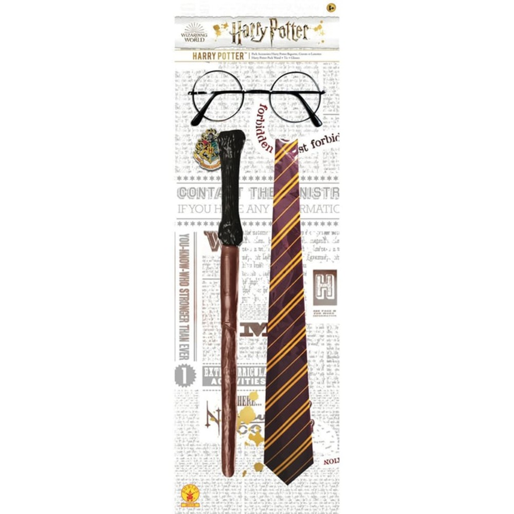 Set 3 pezzi Cravatta + Bacchetta + Occhiali Harry Potter