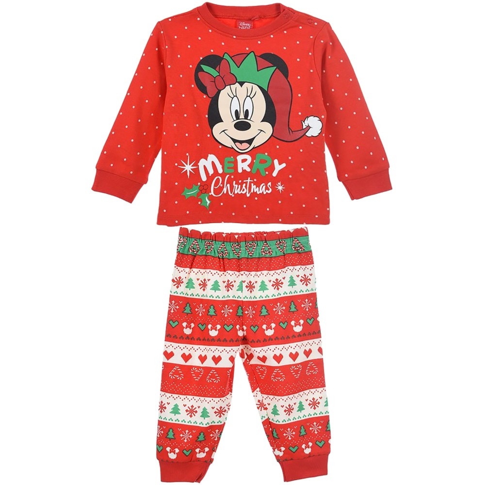 Disney Natale Minni - Pigiama due pezzi neonato, Caldo cotone
