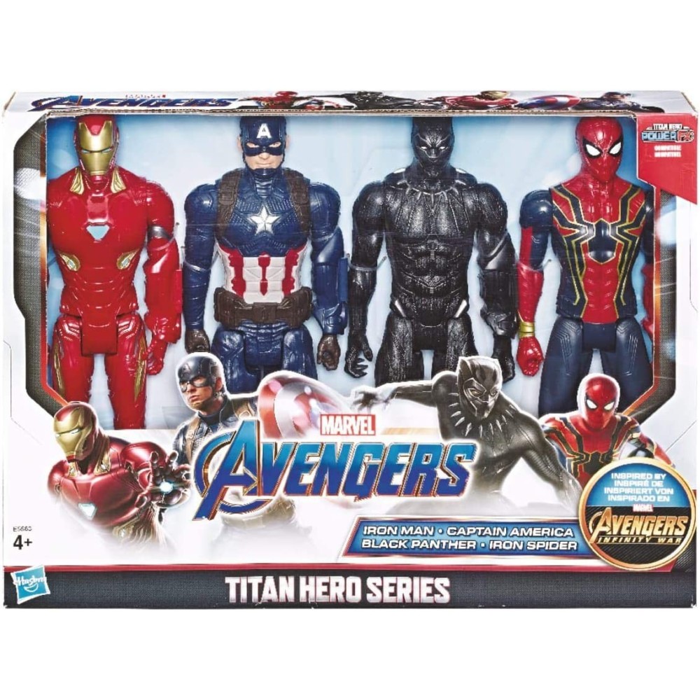 Set 4 personaggi 30cm Avengers Titan Hero con Iron Man, Captain