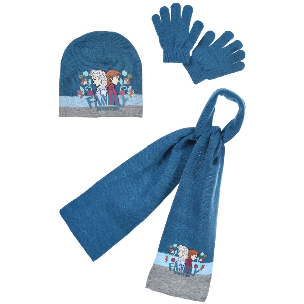Disney Frozen - Coordinati invernali 3pz per Bambine, cappello, scaldacollo, guanti