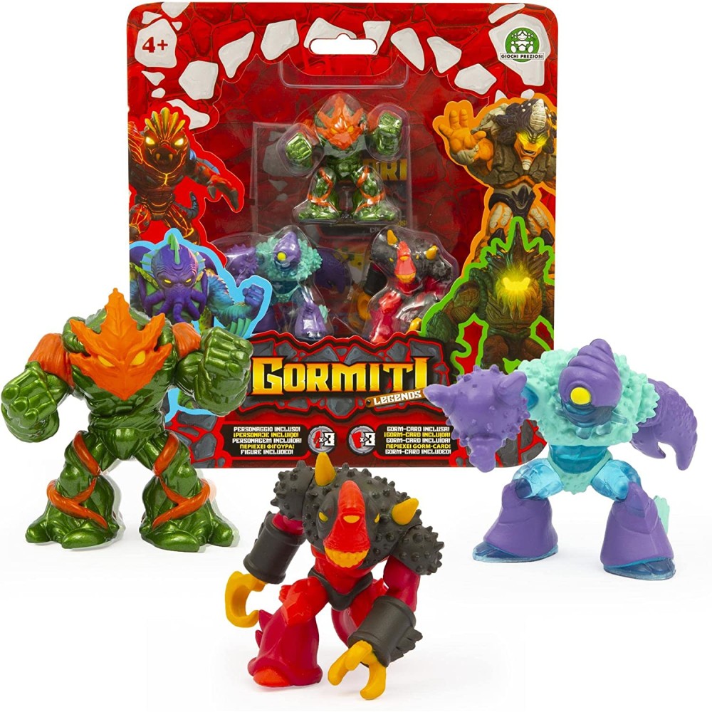 Set 3 personaggi minifigure 5cm Gormiti Legends - Guardiano Urlante, Tenaglia, Picchiatore