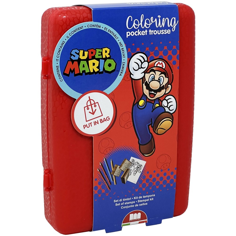 Trousse pocket con timbri, pastelli e activity book Super Mario