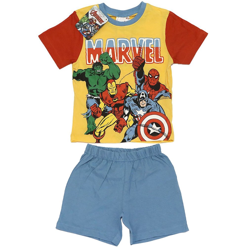 Marvel Avengers - Pigiama due pezzi bambino, cotone jersey, corto