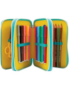 Go-Pop Love and Pace Giochi Preziosi - Astuccio triplo riempito per la scuola elementare, 3 Zip, 43 Accessori scuola inclusi 2