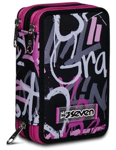 Seven Chulky - Astuccio triplo riempito per la scuola elementare, 43 Accessori scuola inclusi