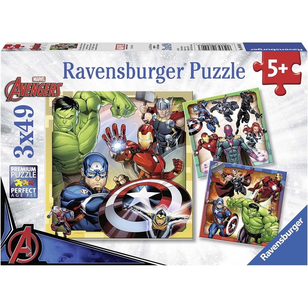 Marvel Avengers - Puzzle 3x49 pezzi, Bambini, Ravensburger