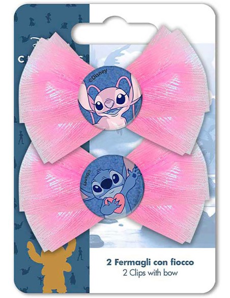 Disney Lilo e Stitch - Fermaglio per capelli con fiocco, confezione 2 pezzi