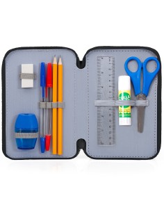 Jurassic World - Astuccio triplo riempito per bambini, per la Scuola o tempo libero, 3 Zip, 45 Accessori scuola 2