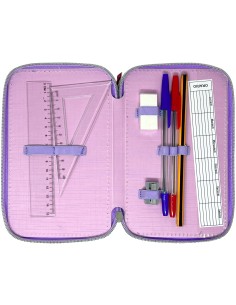 Disney Frozen - Astuccio 3 scomparti per bambini, per la Scuola Elementare o tempo libero, 3 Zip, 44 Pezzi Inclu 2