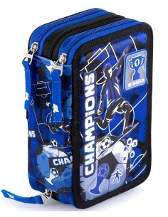 Julian Ross Champions Neroazzurro - Astuccio 3 scomparti per la Scuola o il Tempo Libero