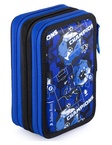 Julian Ross Champions Neroazzurro - Astuccio 3 scomparti per la Scuola o il Tempo Libero