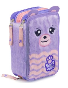 Julian Ross Teddy Bear Orsetto Fluffy Peluche - Astuccio 3 scomparti per la Scuola o il Tempo Libero