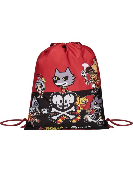 Seven AS Roma x Tokidoki - Sacca a zaino con tasca per l'asilo o il tempo libero