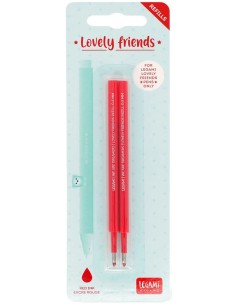 Legami - Set di 2 Refill per Penna Gel Lovely Friends - Inchiostro Rosso 2