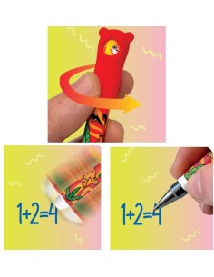 Mitama Spinny Orso Polare - Penna cancellabile, Inchiostro gel Blu - Multifaccina con Gomma 2