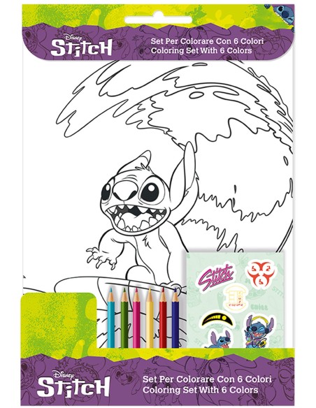 Disney Stitch - Set da colorare con pastelli e adesivi