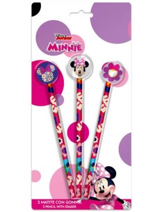 Disney Minni - Set 3 matite con gomma