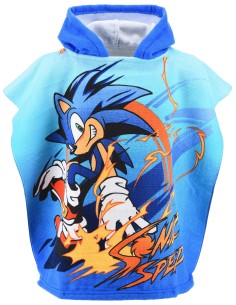 Sonic the Hedgehog - Poncho Mare / Asciugamano per bambini, asciugatura rapida, ultra morbido, 55x110cm