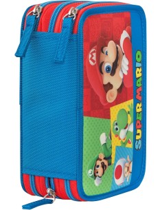 Super Mario - Astuccio triplo riempito, 3 Scomparti, 45 Accessori Scuola Elementare, 20cm 2