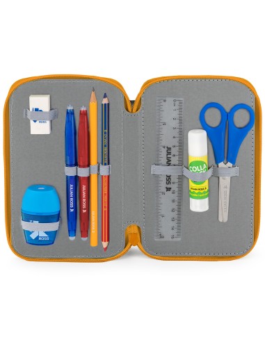 Minecraft - Astuccio triplo riempito per bambini, per la Scuola o tempo libero, 3 Zip, 45 Accessori scuola