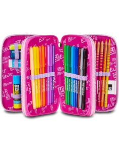 Seven SJ Ever Unicorn Side Girl - Astuccio triplo riempito per bambini, scuola e tempo libero, 3 zip, 45 accessori 2