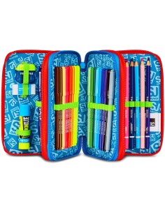 Seven SJ Gang Fantasys Boy - Astuccio triplo riempito per bambini, scuola e tempo libero, 3 zip, 45 accessori 2