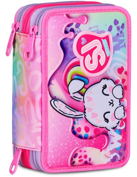 Seven SJ Gang Fantasys Girl - Astuccio triplo riempito per bambini, scuola e tempo libero, 3 zip, 45 accessori