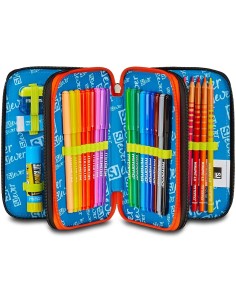 Seven SJ Ever Rules Boy - Astuccio triplo riempito per bambini, scuola e tempo libero, 3 zip, 45 accessori 2
