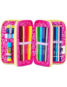 Seven SJ Gang Game-Led Girl - Astuccio triplo riempito per bambini, scuola e tempo libero, 3 zip, 45 accessori 2