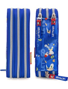 Sonic the Hedgehog - Astuccio 3 Scomparti, 45 pezzi, 2 Penne Gel Cancellabili, Pastelli 4.0. Pennarelli Giotto 2