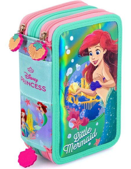 Disney Ariel La sirenetta - Astuccio 3 Scomparti, 45 pezzi, 2 Penne Gel Cancellabili, Pastelli 4.0. Pennarelli Giotto