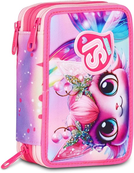 Seven SJ Gang Cat Led - Astuccio riempito 3 zip per la scuola o il tempo libero
