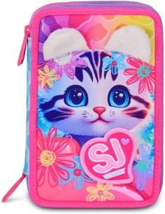 Seven SJ Gang Cat&Air - Astuccio riempito 3 zip per la scuola o il tempo libero 2
