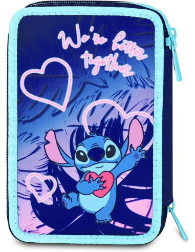 Seven Disney Stitch e Angel - School Pack Zaino estensibile con Astuccio 3 scomparti