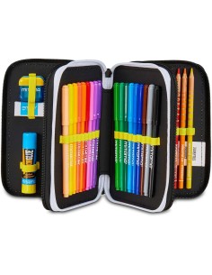 Seven Juventus - Astuccio triplo riempito per bambini, per la Scuola o tempo libero, 3 Zip, 45 Accessori 2