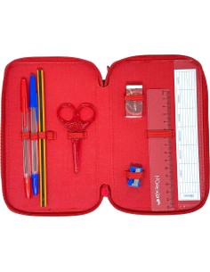 Spiderman - Astuccio 3 scomparti per bambini, per la Scuola Elementare o tempo libero, 3 Zip, 44 Pezzi Inclu 2