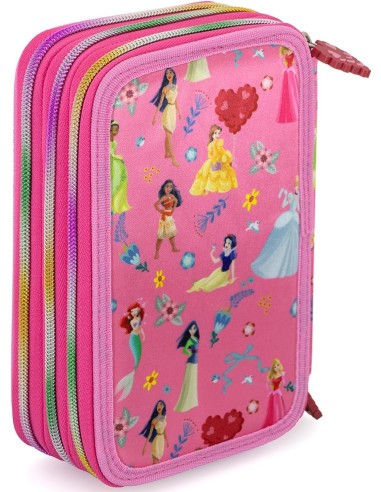 Principesse Disney - Astuccio 3 Scomparti, 45 pezzi, 2 Penne Gel Cancellabili, Pastelli 4.0. Pennarelli Giotto